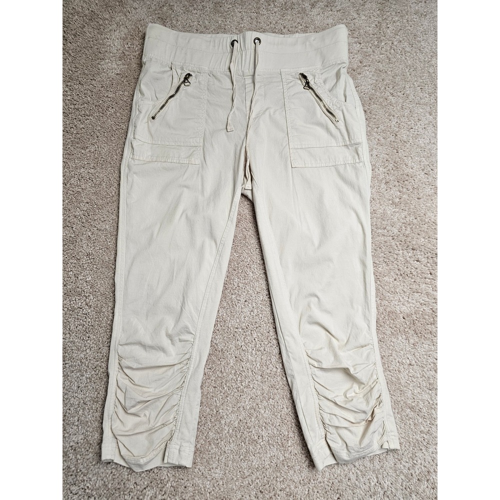 Wearables Cream Ruched Crop Cargo Pants Style 21429W Womens Size M
